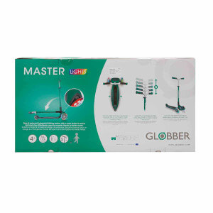 Globber Master 3 Tekerlekli Katlanabilir Işıklı Koyu Yeşil Scooter