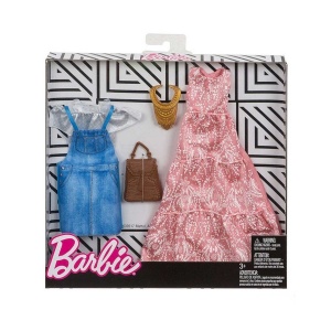 Barbie Nin Kiyafetleri 2 Li Paket Fyw Pembe Uzun Elbise Kahverengi Canta Toyzz Shop