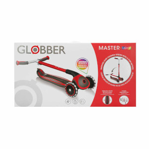 Globber Master 3 Tekerlekli Katlanabilir Işıklı Kırmızı Scooter