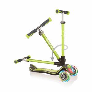 Globber Elite Deluxe 3 Tekerlekli Katlanabilir Işıklı Yeşil Scooter