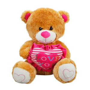 Oturan Love Kalpli Peluş Ayı 40 cm.