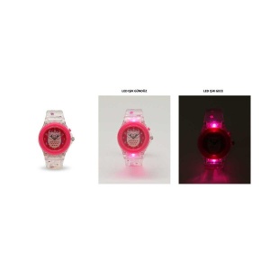 Baykuş LED Işıklı Analog Kol Saati