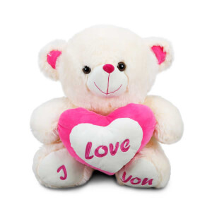 Peluş Oturan Love Kalpli Ayı 43 cm.