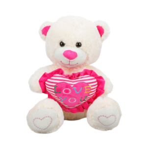 Oturan Love Kalpli Peluş Ayı 40 cm.