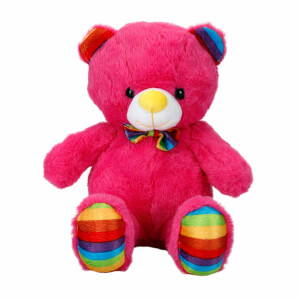 Oturan Kurdeleli Renkli Peluş Ayı 30 cm.