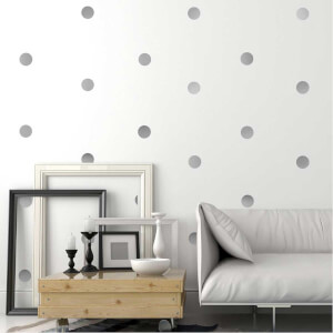 BugyBagy Gümüş Yuvarlak Duvar Sticker Polska Dots Büyük 100 Adet 5 cm.