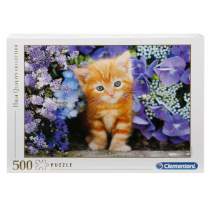 500 Parça Puzzle: Çiçekler İçindeki Kedi