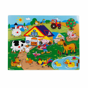 Woody Tutmalı Bultak Ahşap Puzzle Çiftlik 9 Parça