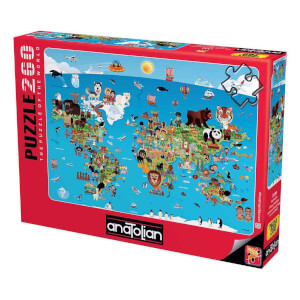 260 Parça Puzzle: Karikatür Dünya Haritası