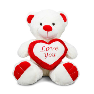 Oturan Love Kalpli Peluş Ayı 58 cm.