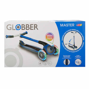 Globber Master 3 Tekerlekli Işıklı Katlanabilir Lacivert Scooter 