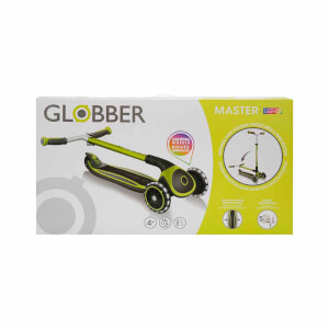Globber Master 3 Tekerlekli Katlanabilir Işıklı Yeşil Scooter