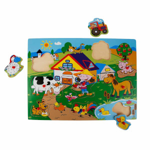 Woody Tutmalı Bultak Ahşap Puzzle Çiftlik 9 Parça