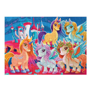 100 Parça Puzzle: Gökkuşağı Unicornlar