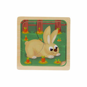 Woody Sevimli Hayvanlar Ahşap Puzzle 3 Parça