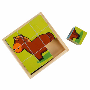 Ahşap Hayvanlar Küp Puzzle 