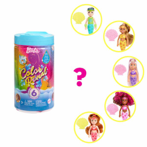 Barbie Color Reveal Renk Değiştiren Sürpriz Chelsea Gökkuşağı Deniz Kızı Bebekler HDN75