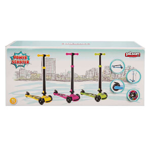Power Led Işıklı 3 Tekerlekli Katlanabilir Pembe Scooter