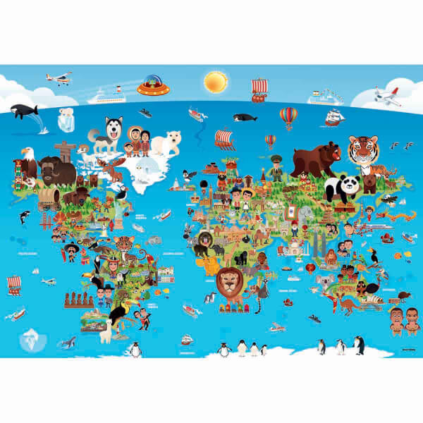 260 Parça Puzzle: Karikatür Dünya Haritası