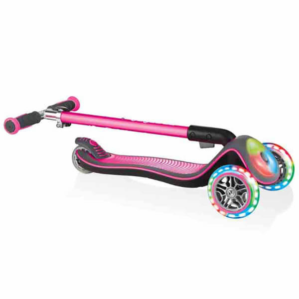 Globber Elite Deluxe 3 Tekerlekli Katlanabilir Işıklı Pembe Scooter