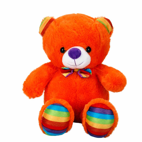 Oturan Kurdeleli Renkli Peluş Ayı 30 cm.