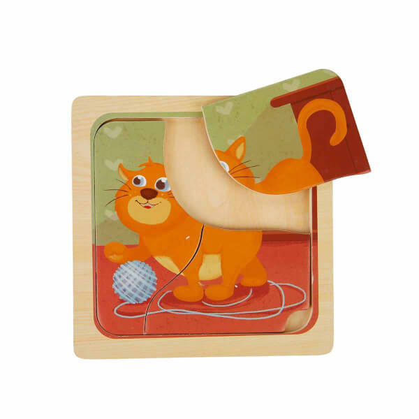 Woody Sevimli Hayvanlar Ahşap Puzzle 3 Parça