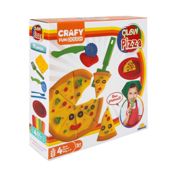 Crafy Çılgın Pizza Oyun Hamuru Seti 200 gr. 10 Parça
