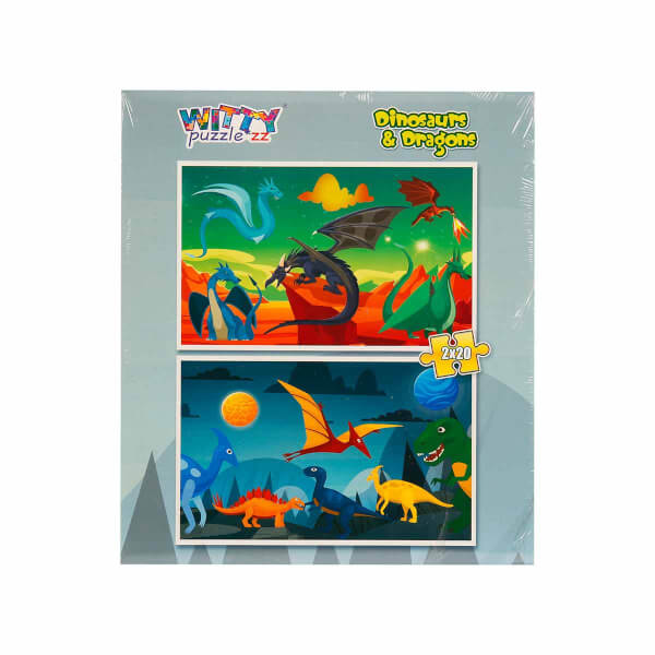 2 x 20 Parça Puzzle: Ejderhalar ve Dinozorlar