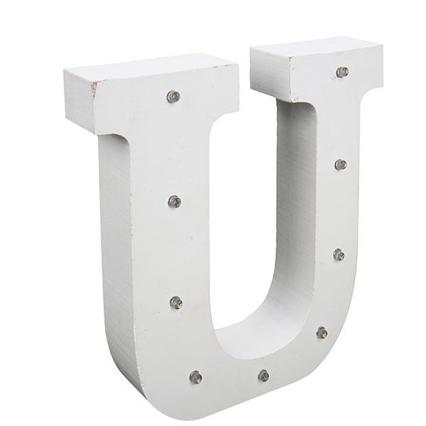 Dekoratif Ahşap Işıklı U Harfi 16 cm.