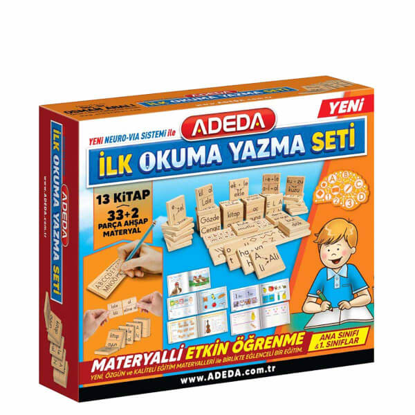 İlk Okuma Yazma Seti 13 Kitap ve 33+2 Parça Ahşap Materyal