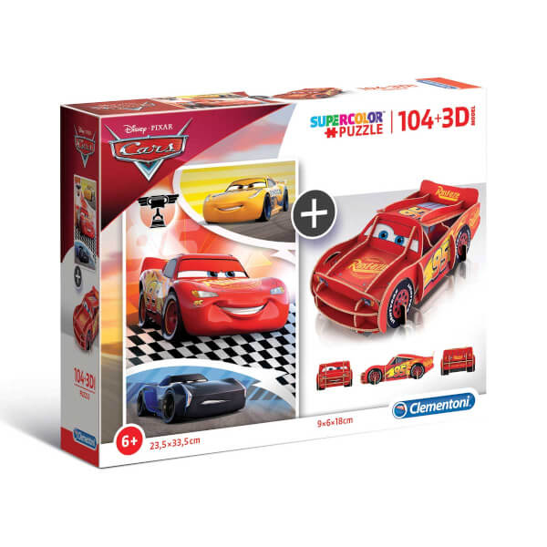 104 Parça Puzzle + 3D Model : Cars