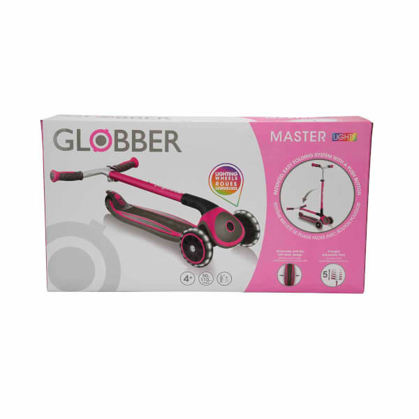 Globber Master 3 Tekerlekli Işıklı Katlanabilir Pembe Scooter
