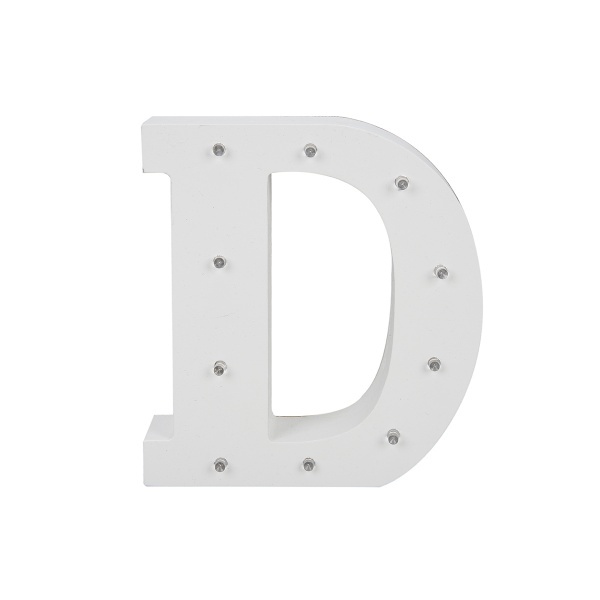Dekoratif Ahşap Işıklı D Harfi 15 cm.