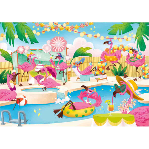 104 Parça Puzzle : Brilliant Flamingos Party