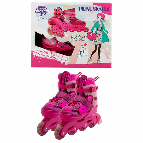 Rising Sports Inline 4 Teker Paten Pembe Payetli