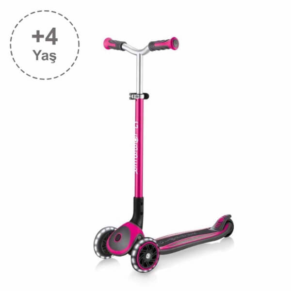 Globber Master 3 Tekerlekli Işıklı Katlanabilir Pembe Scooter