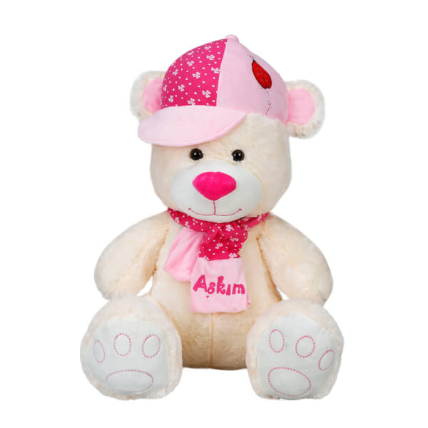 Şapkalı ve Atkılı Peluş Ayı 65 cm.