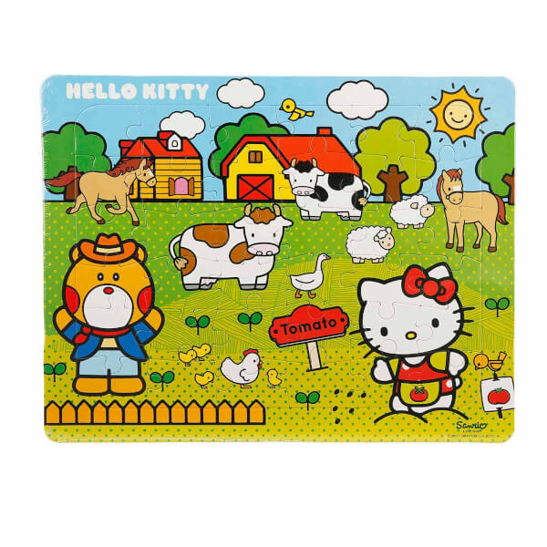 36 Parça Puzzle: Hello Kitty Çiftlikte