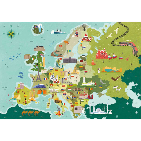 250 Parça Puzzle : Exploring Maps - Places in Europe