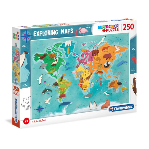 250 Parça Puzzle : Exploring Maps - Animals