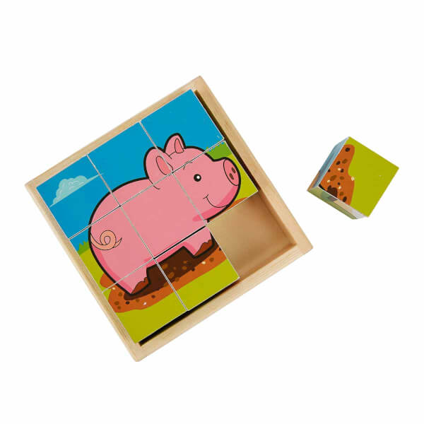 Ahşap Hayvanlar Küp Puzzle 