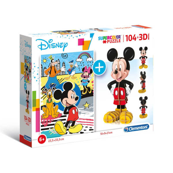 104 Parça Puzzle + 3D Model : Mickey