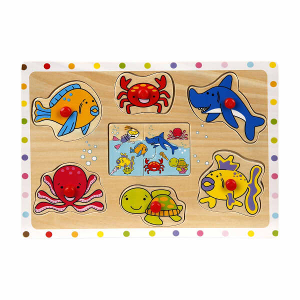 Tutmalı Bul ve Tak Hayvanlar Ahşap Puzzle 