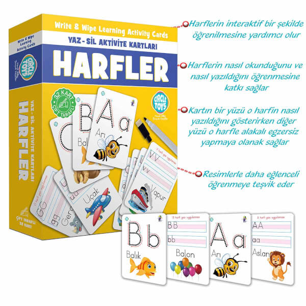 Circle Toys Harfler Yaz Sil Aktivite Kartları