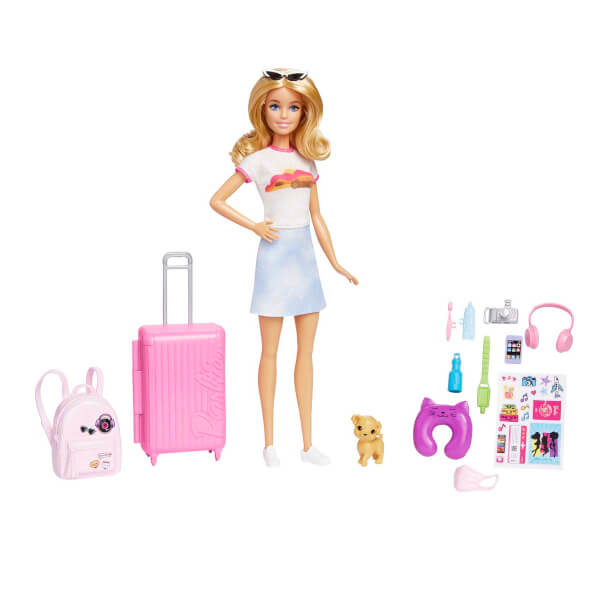 Barbie Seyahatte Bebeği ve Aksesuarları FWV25