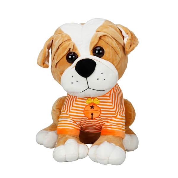 Çizgili Tişörtlü Oturan Peluş Köpek 36 cm.