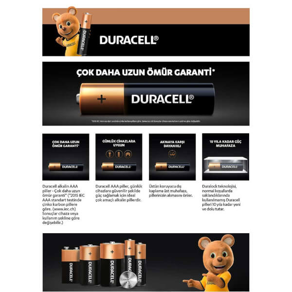 Duracell Basic İnce Kalem Pil AAA 10'lu 