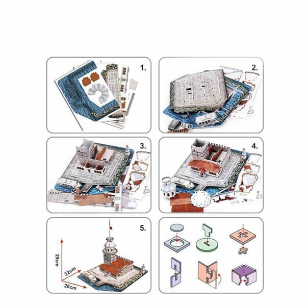 66 Parça 3D Puzzle: Kız Kulesi