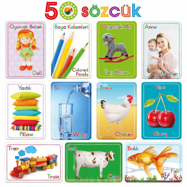 Circle Toys İlk 50 Sözcük İngilizce Türkçe Kartlar