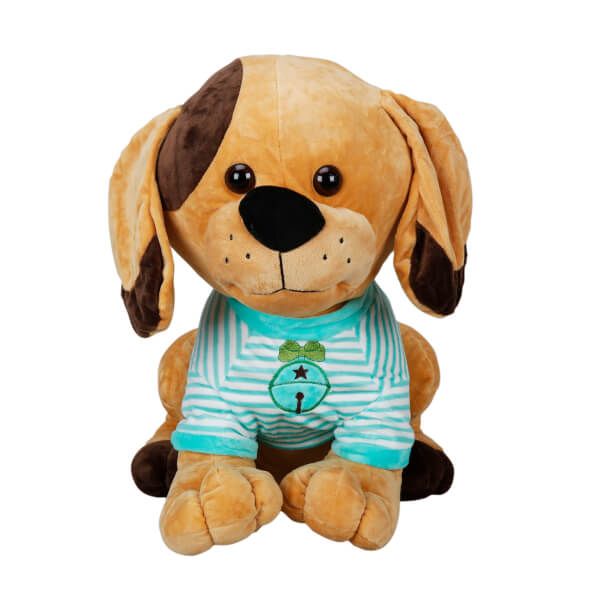 Çizgili Tişörtlü Oturan Peluş Köpek 36 cm.